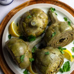 roman artichokes braised on a plate