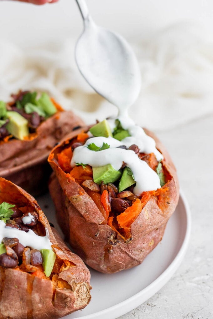 Black Bean Stuffed Sweet Potatoes - Food with Feeling