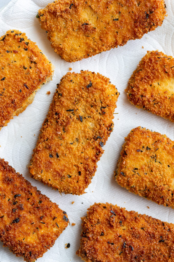 Fried strips of tofu.