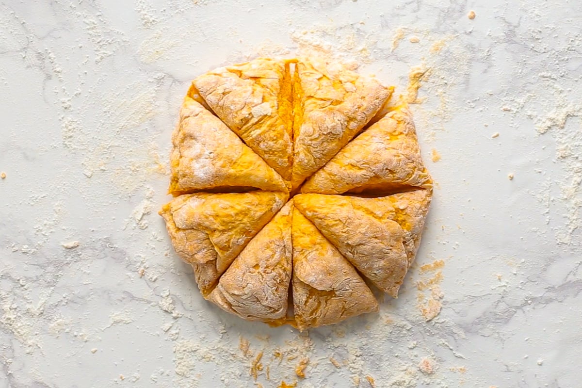 sweet potato gnocchi dough cut into sections