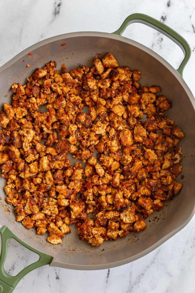 tofu taco meat in a skillet