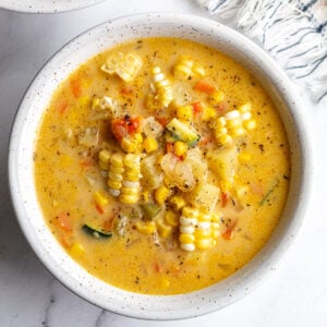 bowl of vegan corn chowder