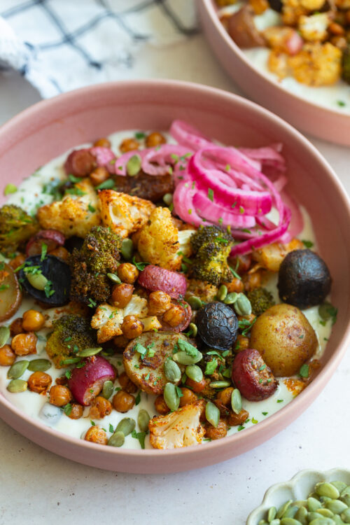 Roasted Veggie Tzatziki Bowls - Food with Feeling