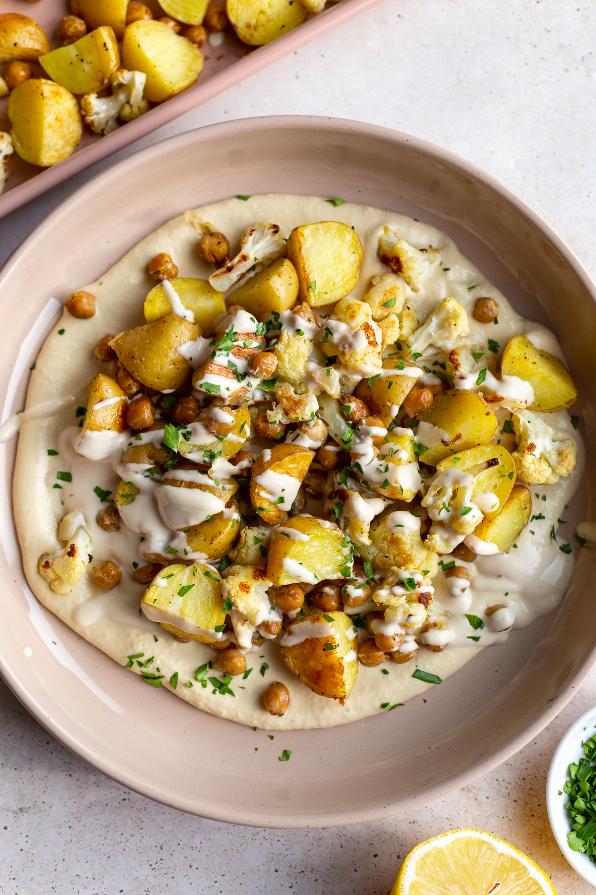 Roasted Potato, Chickpea, and Cauliflower Bowls-image