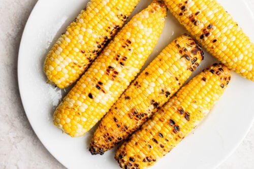 charred corn on the cobb