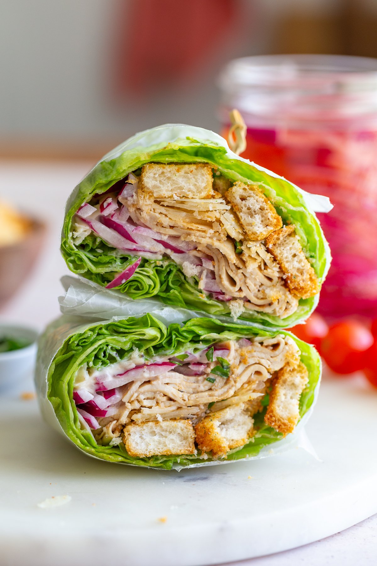 Caesar Tofu Lettuce Wraps - Food with Feeling