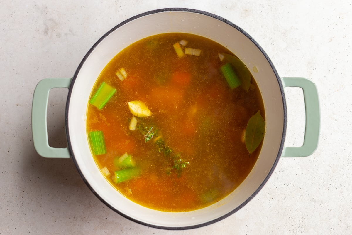 the base for penicillin soup: sauteed carrots, celery, and onion plus garlic and veggie broth