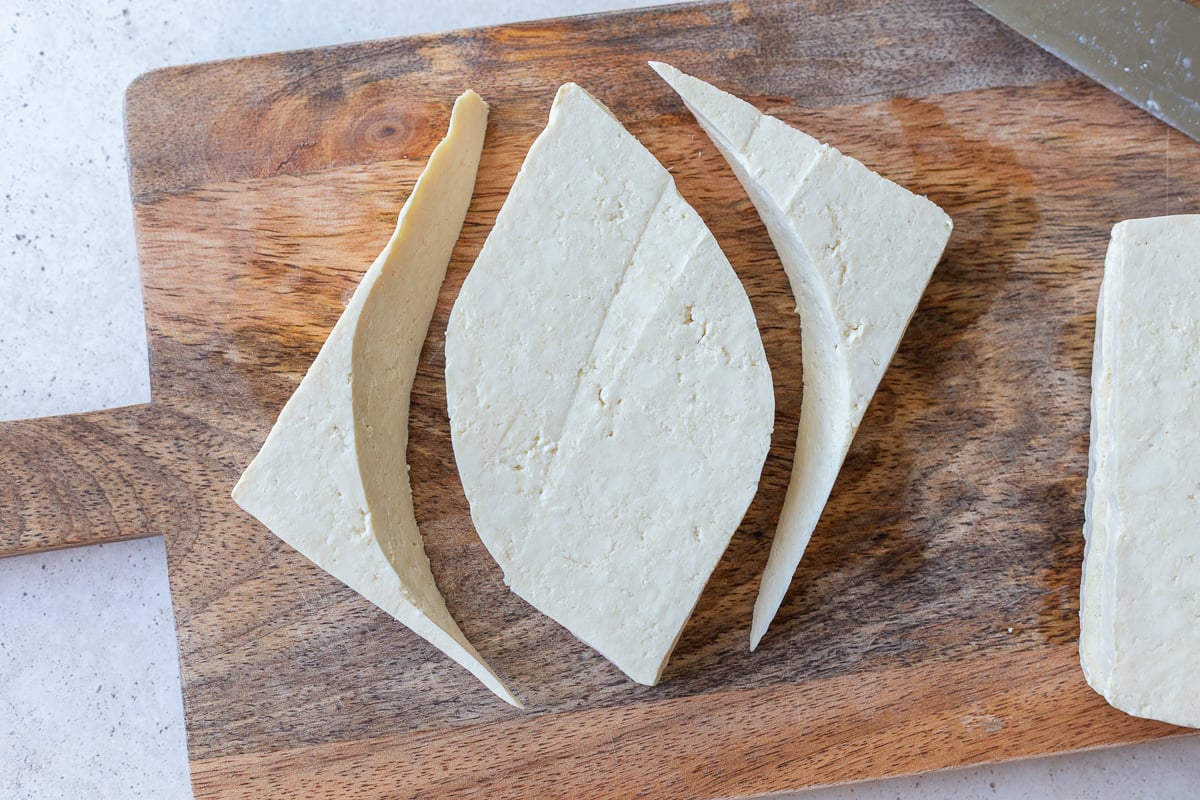 tofu cut to look like a chicken breast