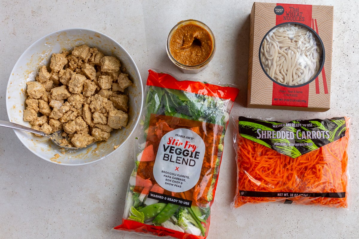 ingredients needed for peanut tofu noodles with veggies