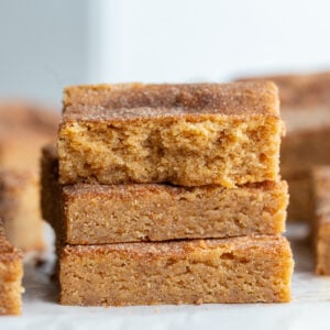 snickerdoodle blondies stacked on top of each other