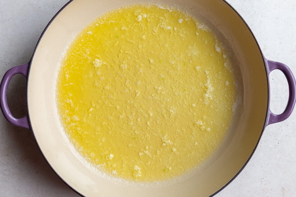 butter and garlic in a large skillet to make homemade alfredo sauce
