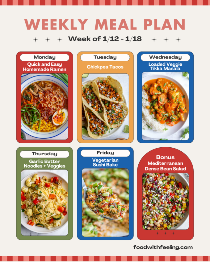 Vegetarian Meal Plan #30 - A Full Week of Easy Dinners