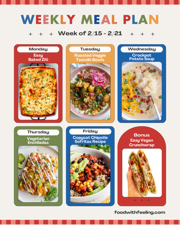 Vegetarian Meal Plan #33 - A Full Week of Easy Dinners