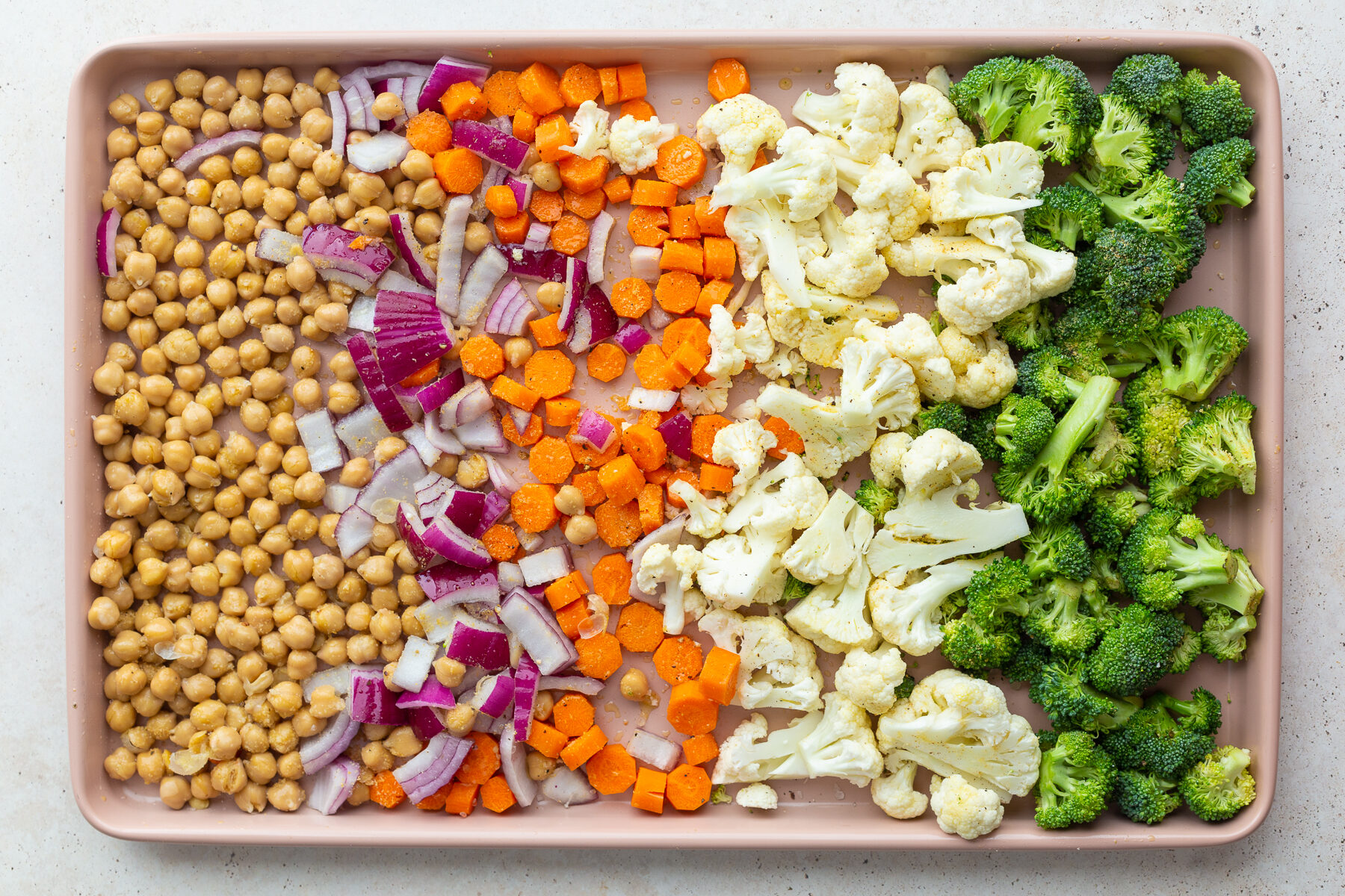 veggies on a tray to be roasted