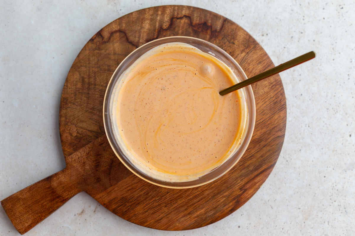 bang bang sauce in a bowl for tofu