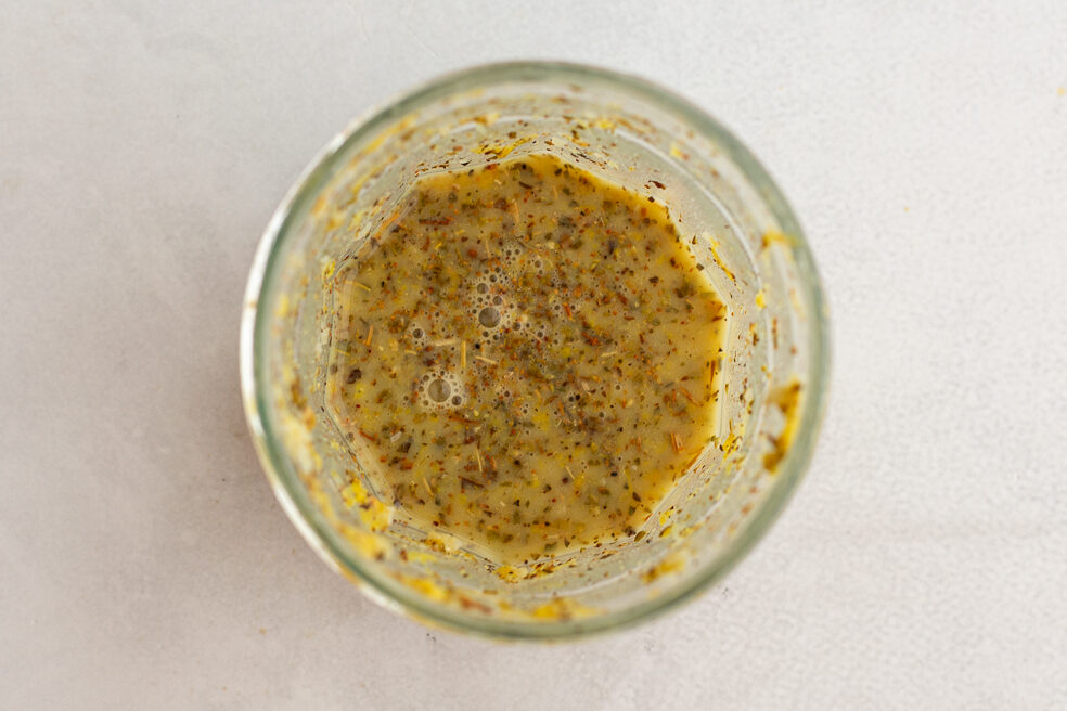 lemon vinaigrette in a small jar