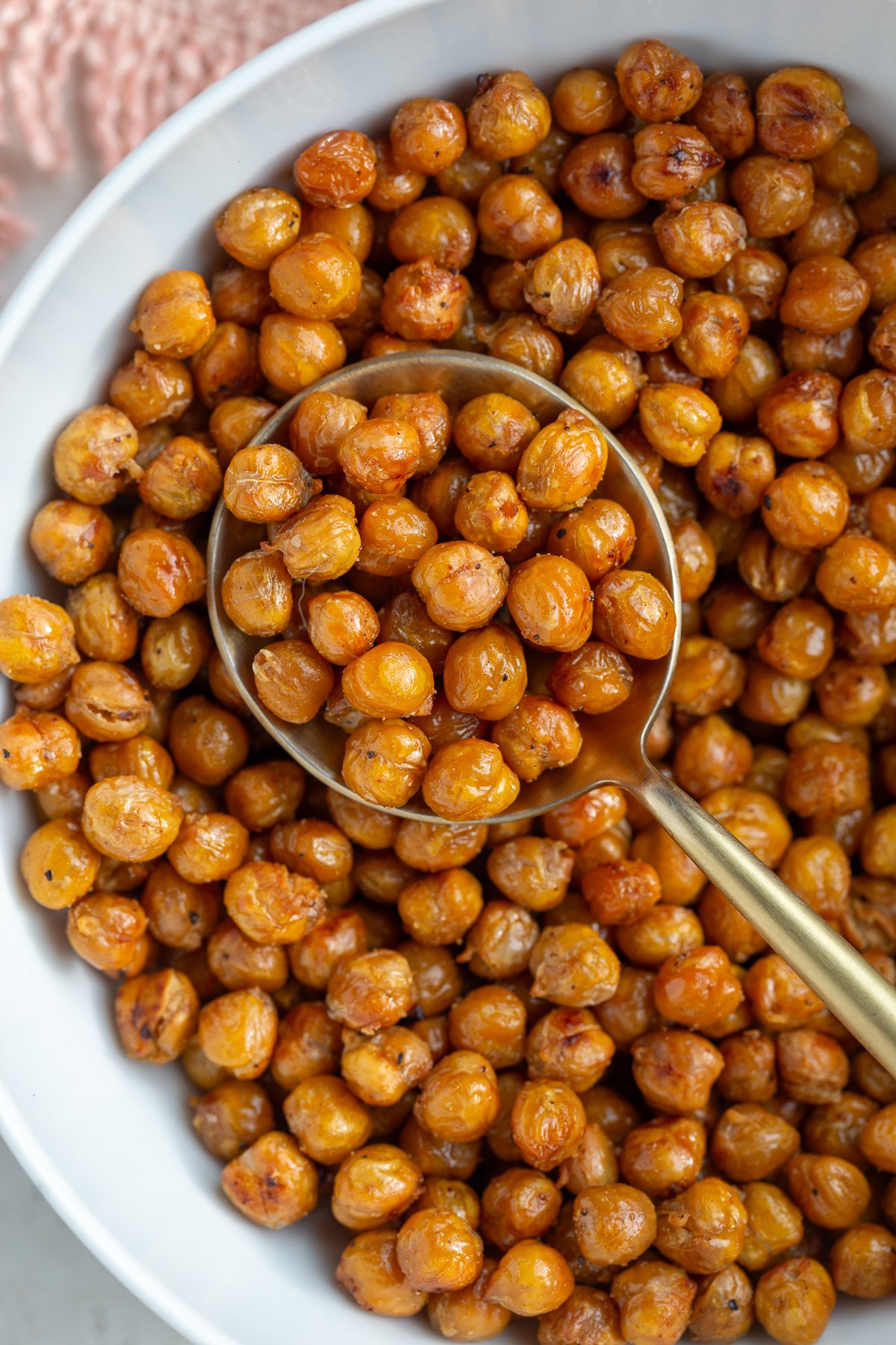 crispy chickpeas in a large bowl