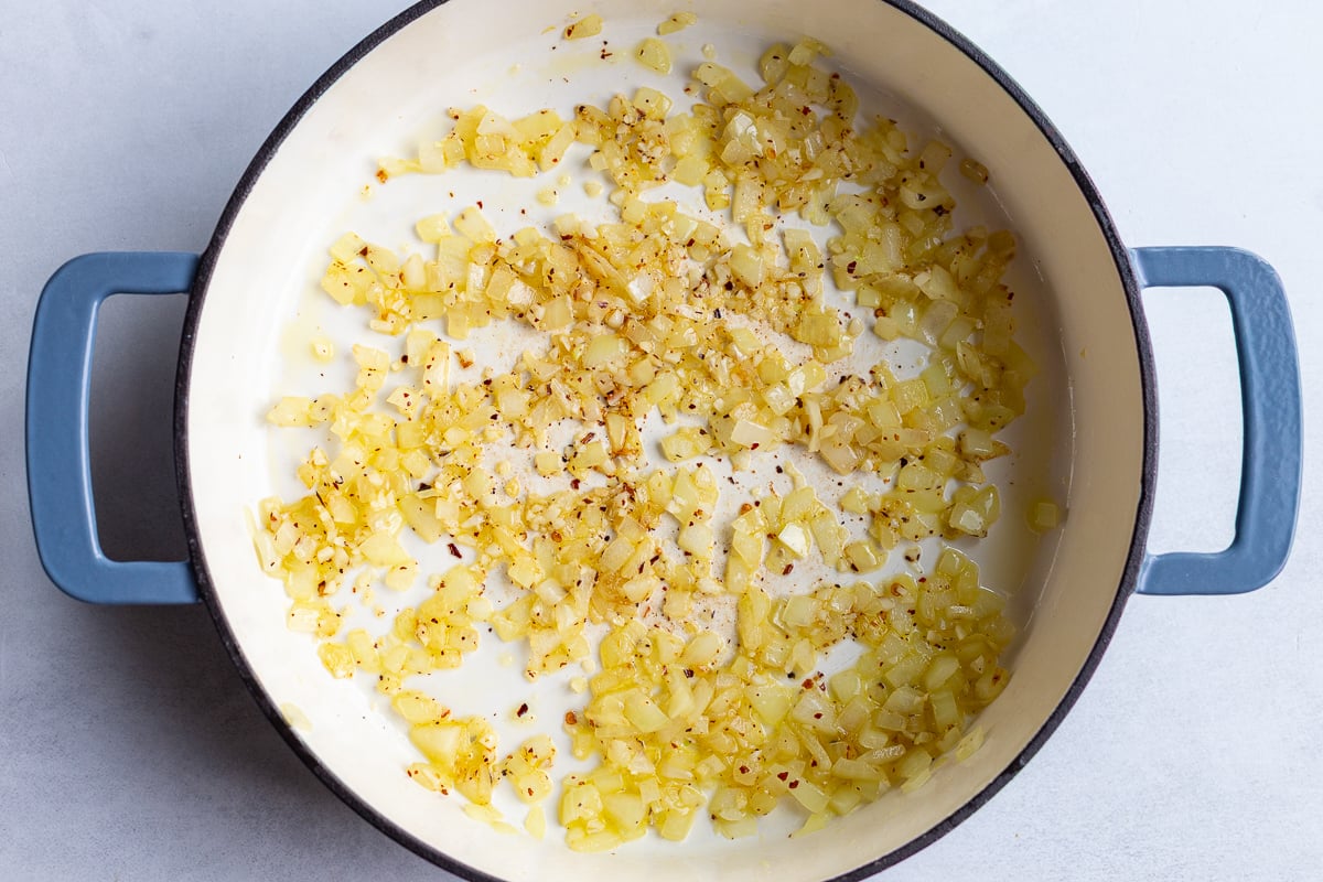 sauteed onion in a large skillet
