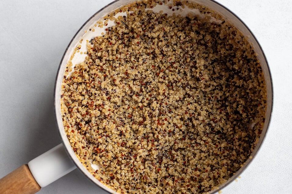 quinoa cooked in a pot