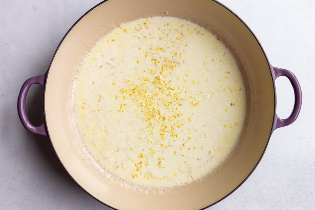 cream and lemon zest in a large skillet