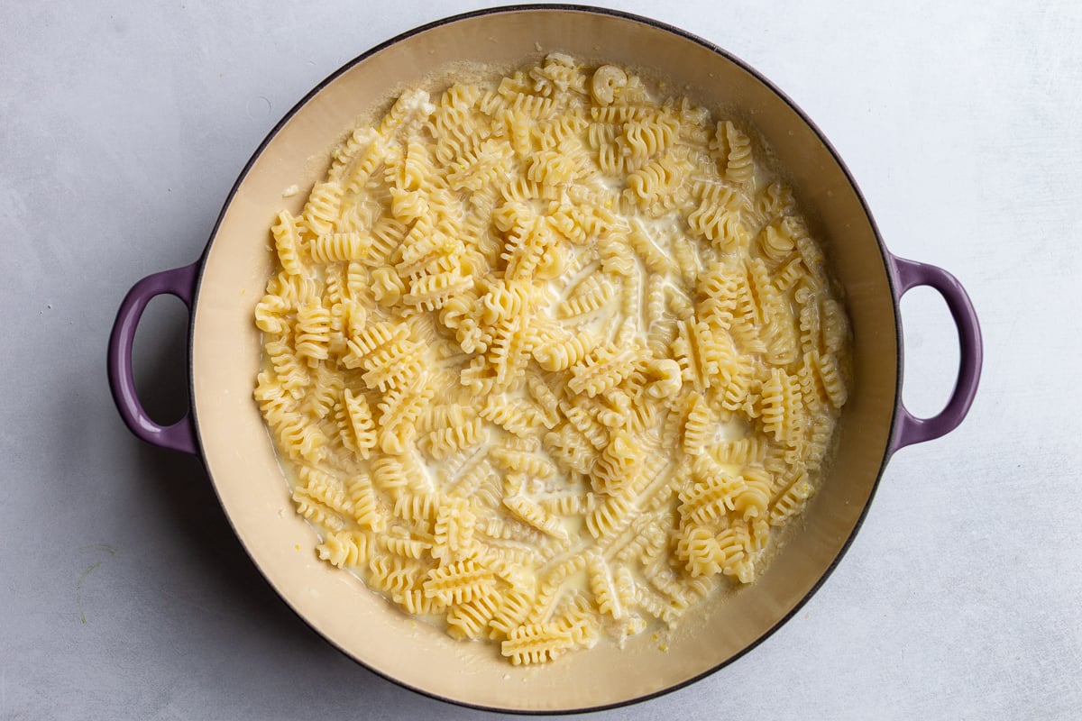 creamy pasta in a large skillet