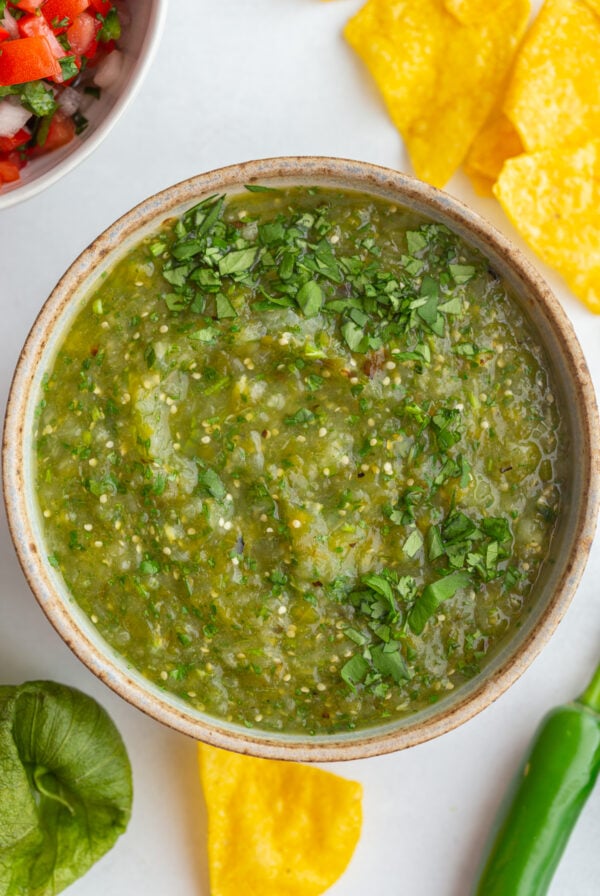 salsa verde in a large bowl