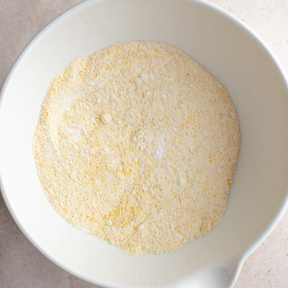 dry ingredients for cornbread in a bowl