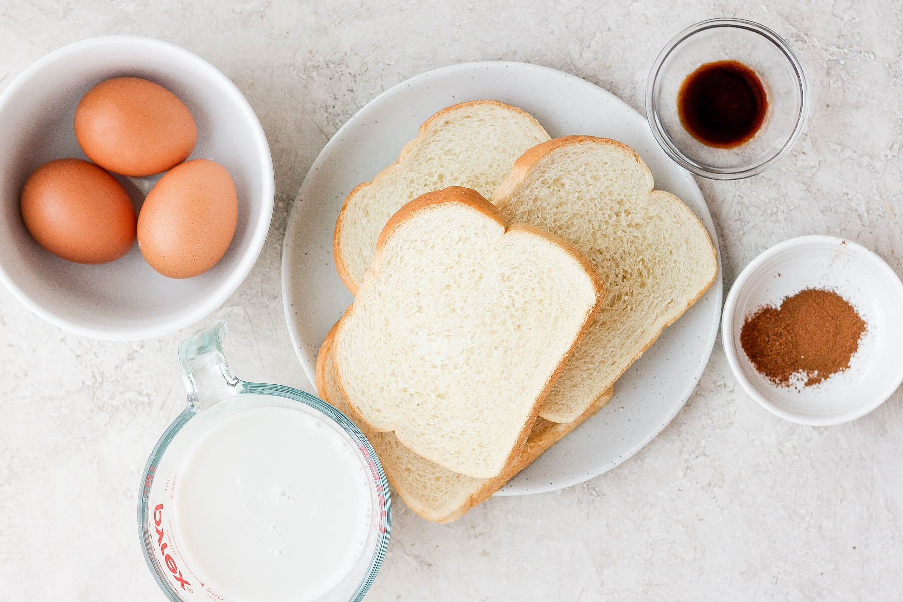 Ingredients for making French toast.