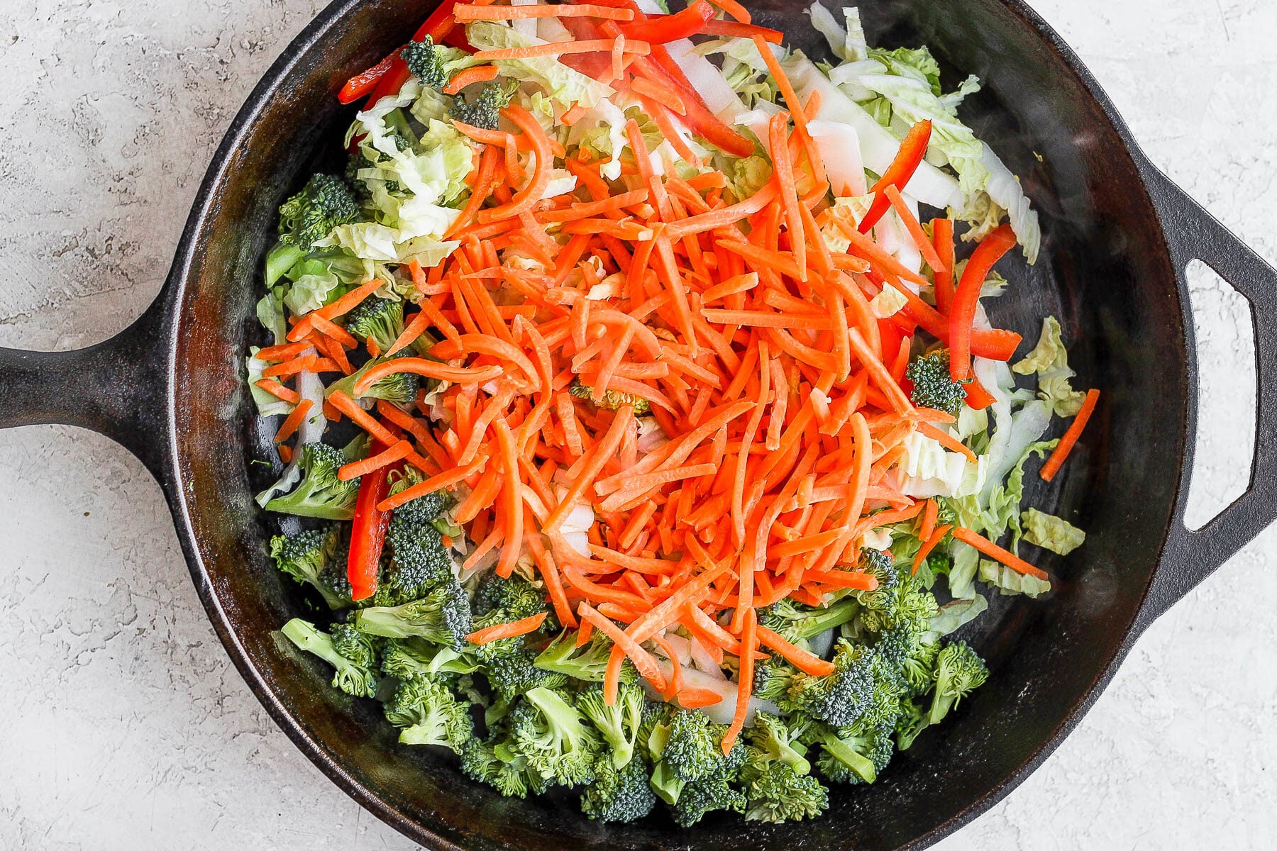 veggies in a cast iron skillet