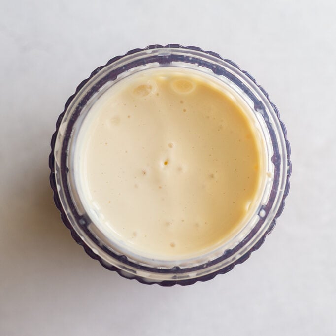 blended silken tofu in a small blender cup