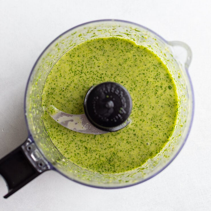 cilantro lime dressing in a small food processor