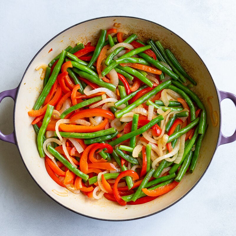 veggies sauted in a large skillet