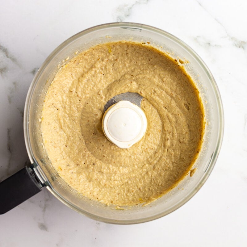 smooth, creamy baba ganoush blended in a food processor