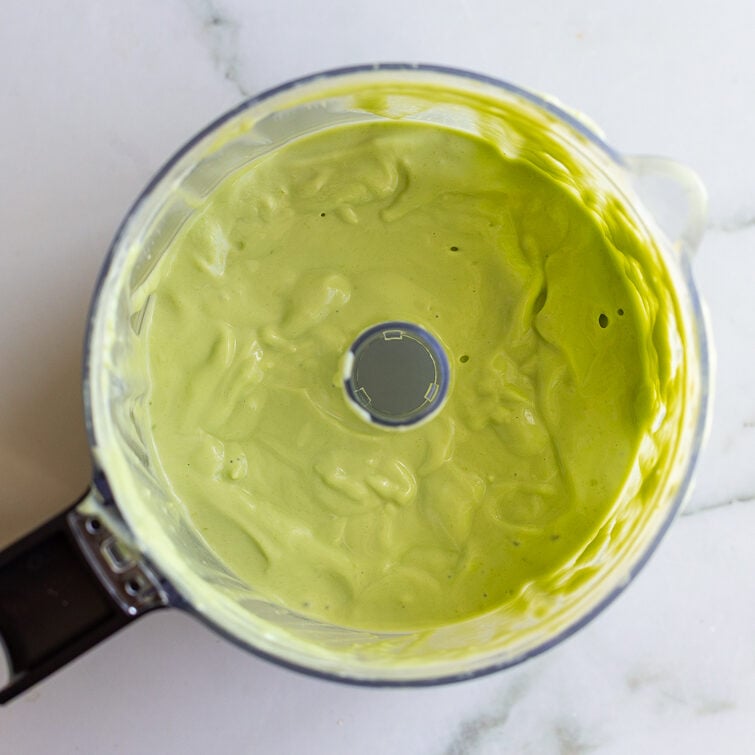 avocado crema in a small food processor