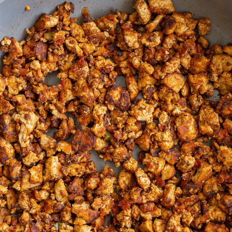 tofu taco meat in a skillet