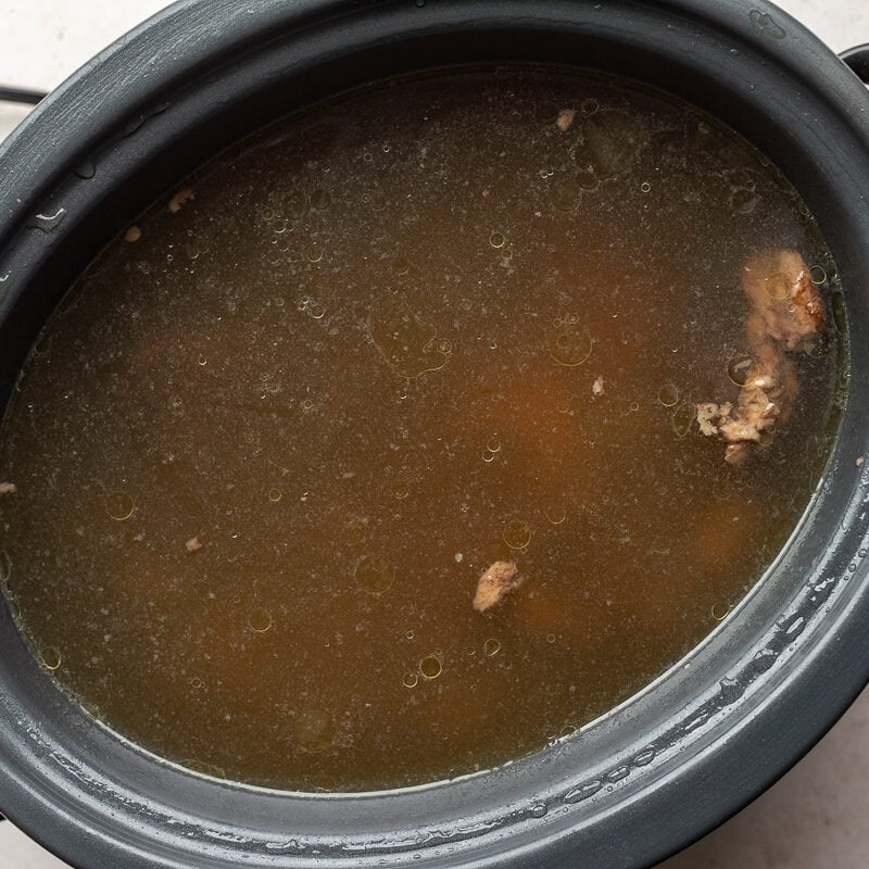 crockpot full of bone broth for dogs