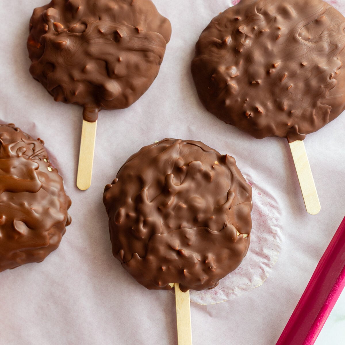 frozen yogurt chocolate bars on a stick