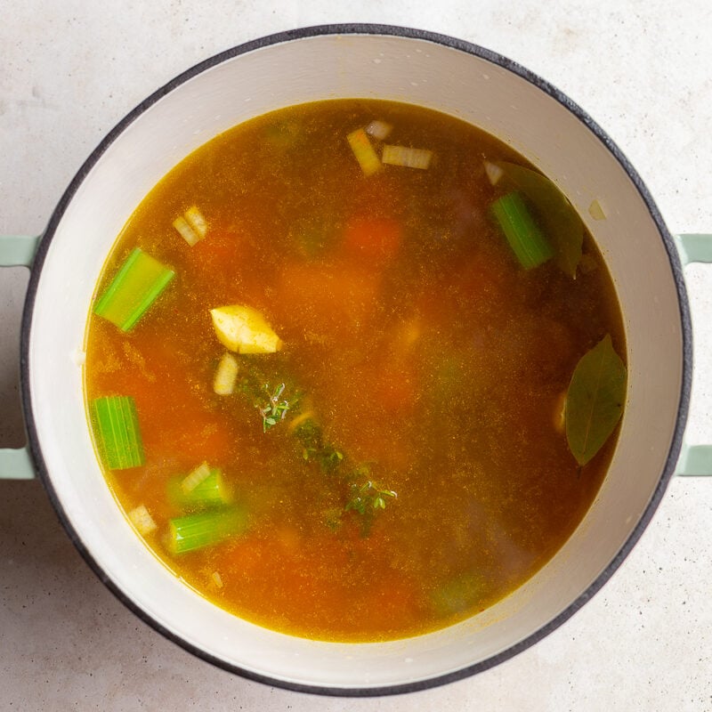 the base for penicillin soup: sauteed carrots, celery, and onion plus garlic and veggie broth