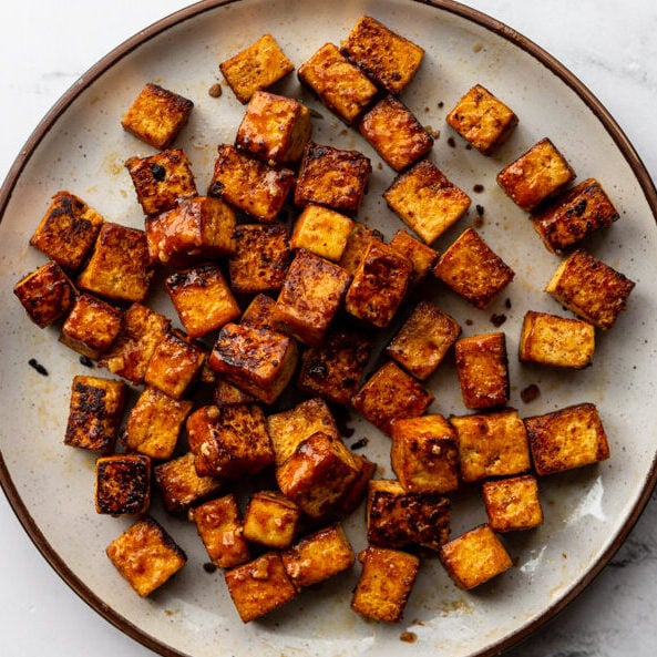 bbq tofu on a plate