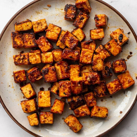 teriyaki marinated tofu on a plate