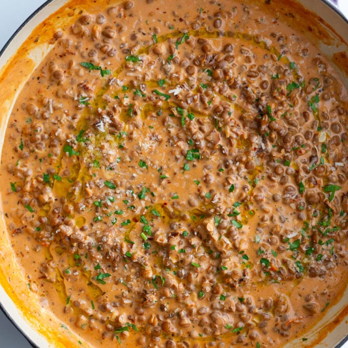 marry me lentils in a large skillet