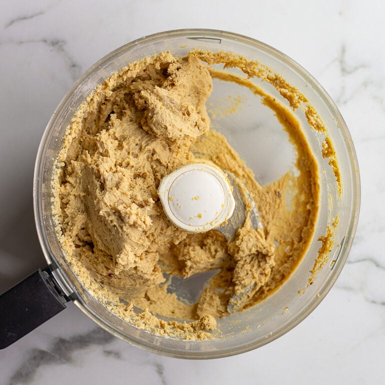 vital wheat gluten and silken tofu blended in a food processor to form seitan dough