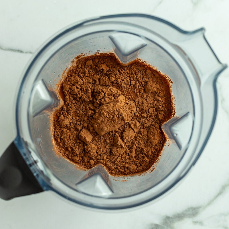 cocoa powder in a blender to make creami ice cream