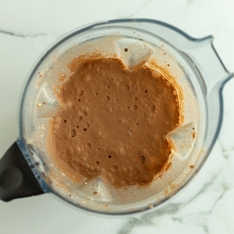 chocolate creami ice creami in a blender before being frozen