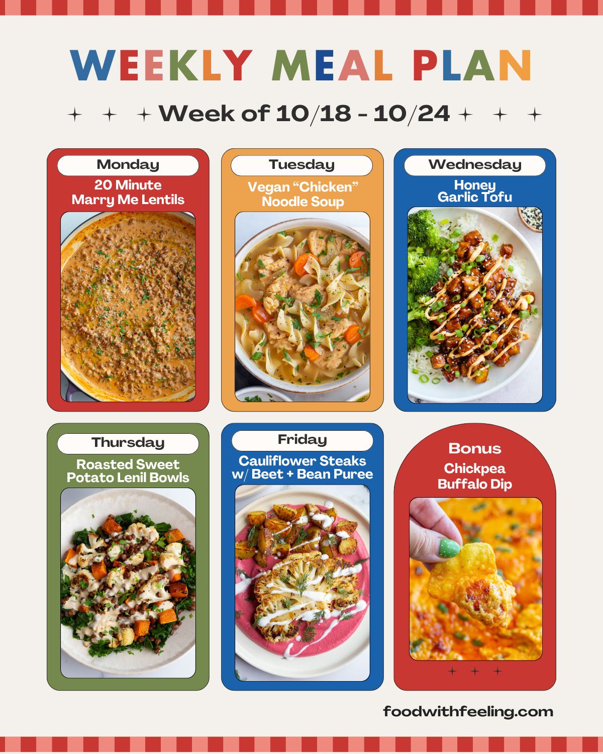 meal plan image for 5 recipes and a bonus recipe