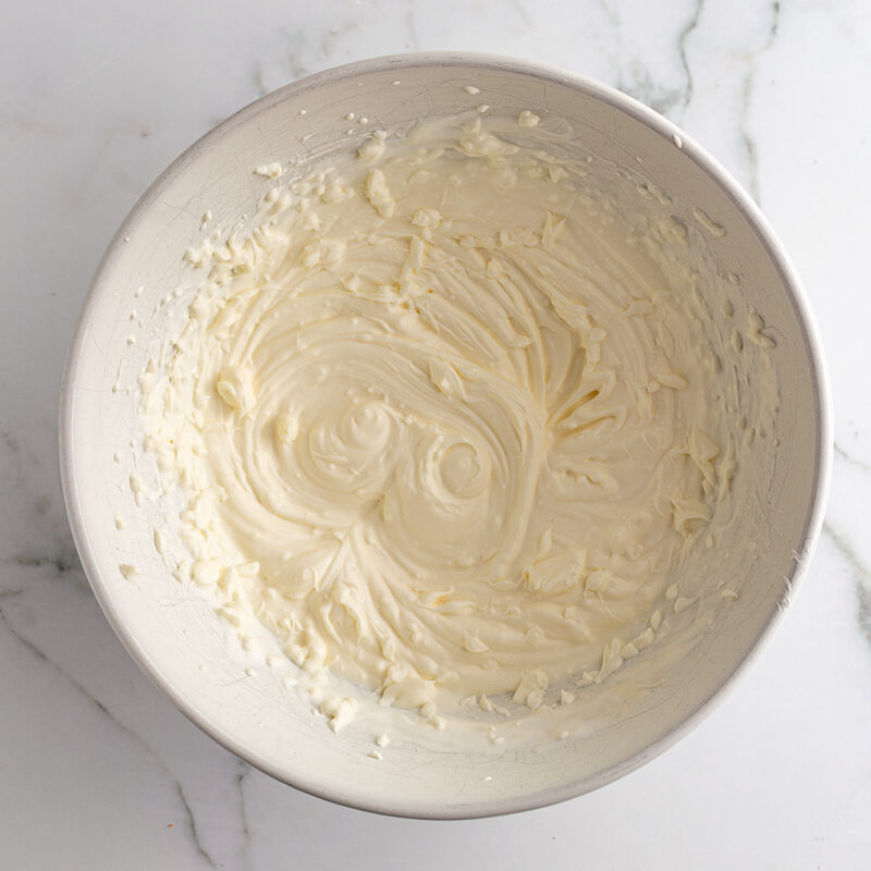 cream cheese creamed in a white bowl